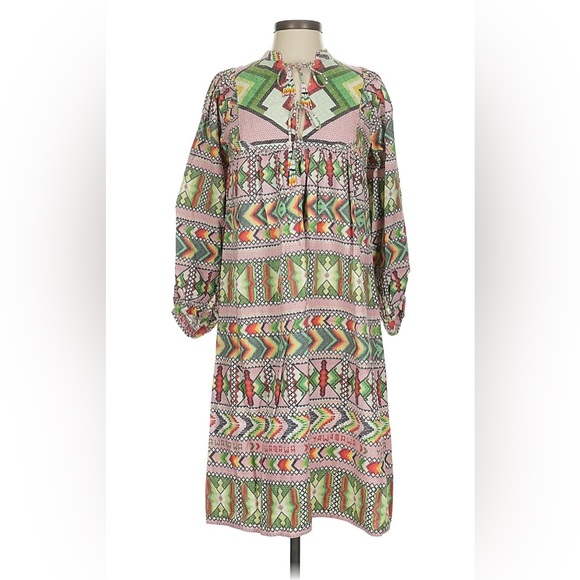 Farm Rio “Amulet” Vibrant Tribal Oversized Long Sleeve Dress - Small - Picture 4 of 6